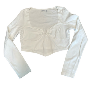 ASOS white knit long sleeve crop top sz US 12